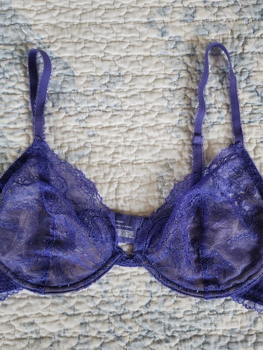 NWOT Gap Body Purple Floral Lace Unlined Demi Bra 34C